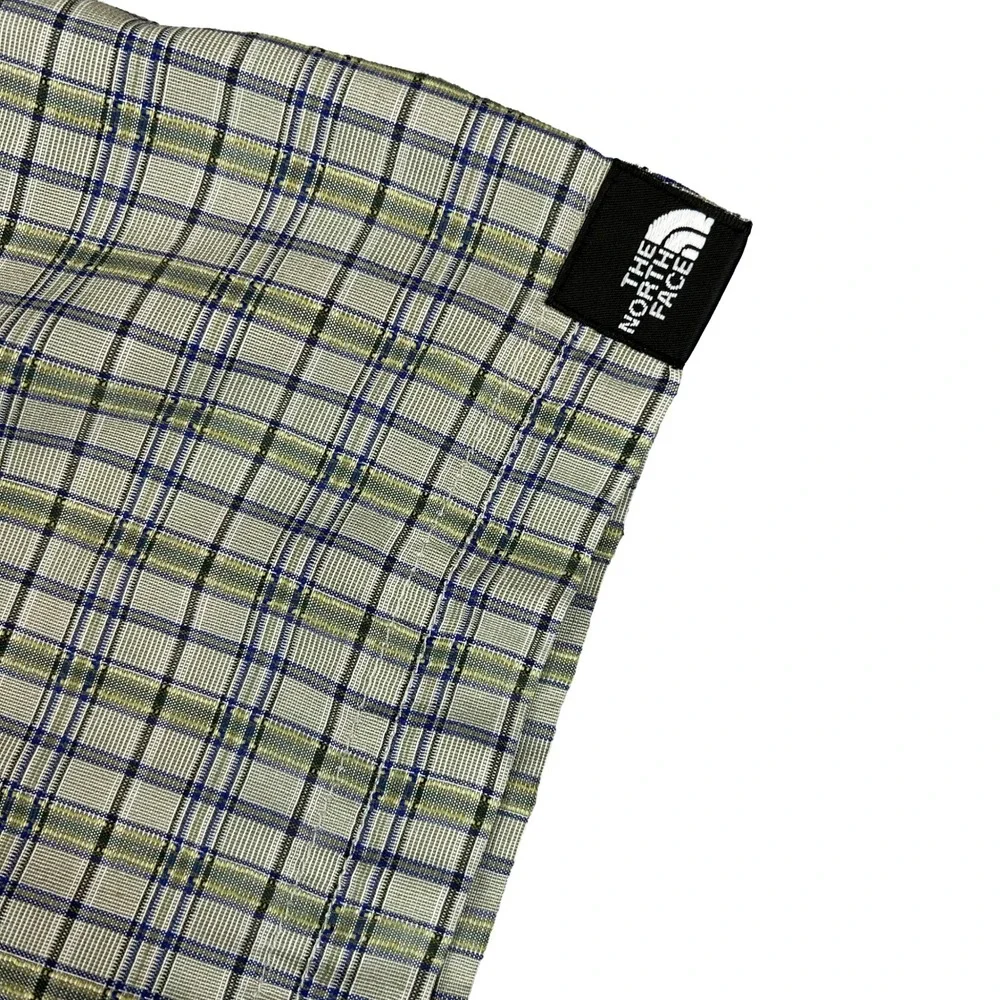 EUC The North Face Mens XL Plaid Short Sleeve Hiking Shirt Green Blue Button Up